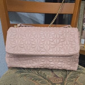 Blush Floral Quilted Shoulder Bag